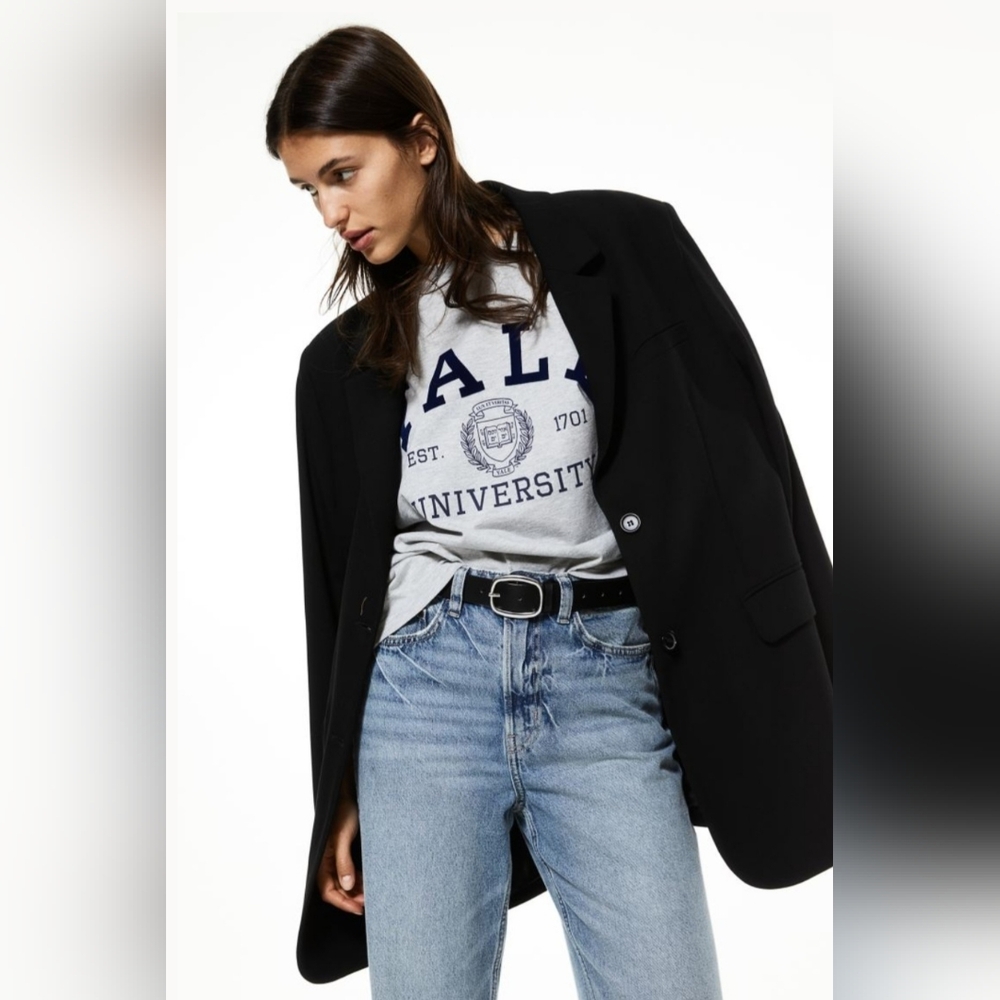 H&M Oversized Printed Tee in Cotton Jersey with Yale University on Front